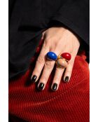 Bague en argent 925 plaqué or 18 carats Viva Blueberry XL bleu foncé