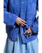 Bague en argent 925 plaqué or 18 carats Viva Blueberry XL bleu foncé