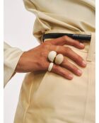 Viva Popcorn Mini Ring aus 18 Karat vergoldetem 925er-Silber, weiß