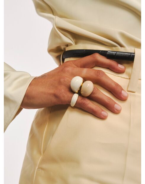 Bague en argent 925 plaqué or 18 carats Viva Popcorn Mini blanc