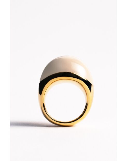 Bague en argent 925 plaqué or 18 carats Viva Vanilla XL crème