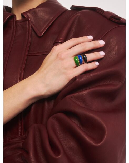 Bague en argent 925 plaqué or 18 carats Viva Blueberry Mini bleu foncé