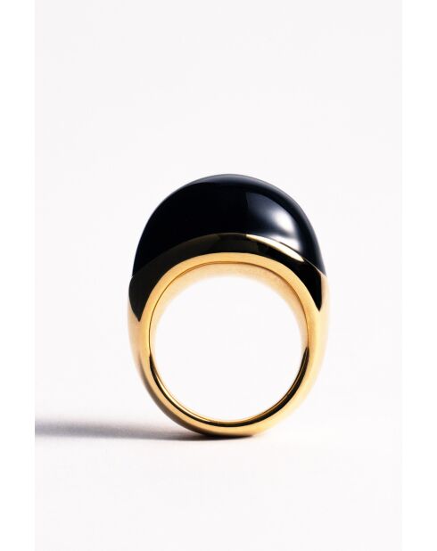 Viva Black XL schwarzer Ring aus 18 Karat vergoldetem 925er Silber