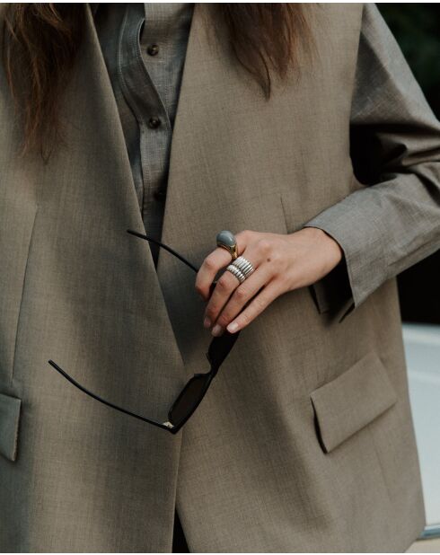Bague en argent 925 plaqué or 18 carats Viva Grey XL gris