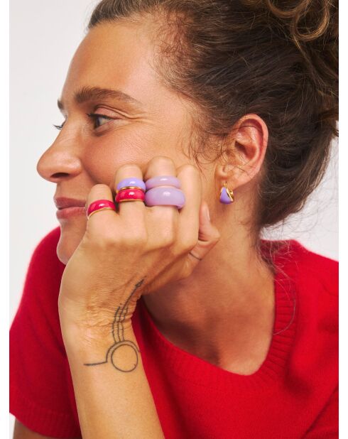 Bague en argent 925 plaqué or 18 carats Viva Raspberry Mini framboise