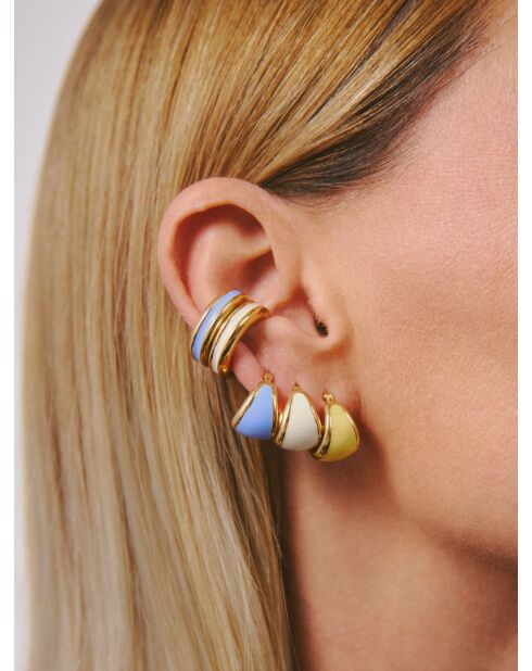 Bague d'oreille en argent 925 plaqué or 18 carats Viva Popcorn blanc