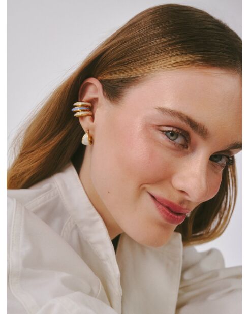 Bague d'oreille en argent 925 plaqué or 18 carats Viva Popcorn blanc