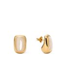 Boucles d'oreilles en argent 925 plaqué or 18 carats Alexis Vanilla crème