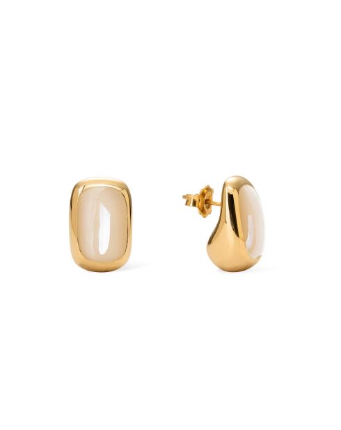Boucles d'oreilles en argent 925 plaqué or 18 carats Alexis Vanilla crème
