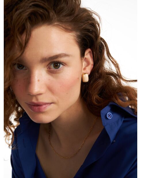 Boucles d'oreilles en argent 925 plaqué or 18 carats Alexis Vanilla crème