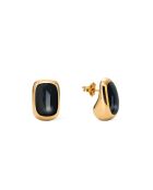 Boucles d'oreilles en argent 925 plaqué or 18 carats Alexis Black noir