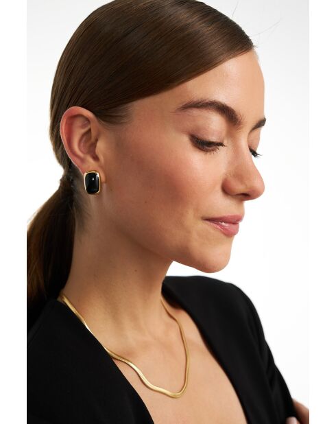 Boucles d'oreilles en argent 925 plaqué or 18 carats Alexis Black noir