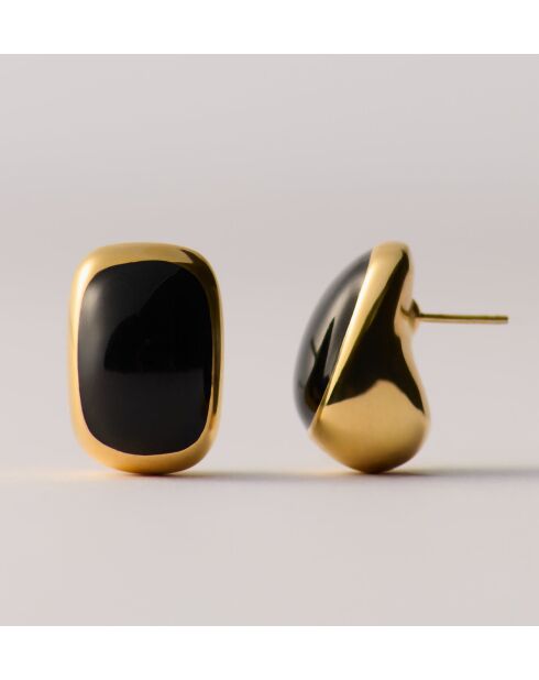 Boucles d'oreilles en argent 925 plaqué or 18 carats Alexis Black noir