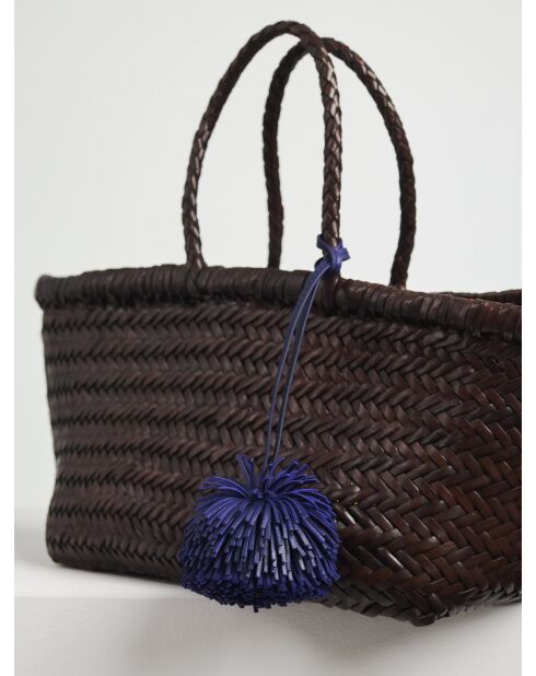 Marineblauwe leren sleutelhanger van Manolo