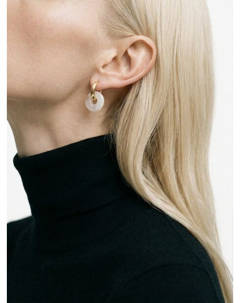 Boucles d'oreilles en argent 925 plaqué or 18 carats Duo White blanc