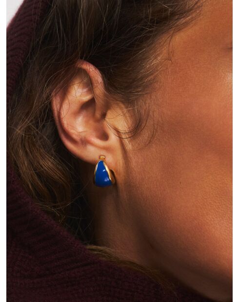 Boucles d'oreilles en argent 925 plaqué or 18 carats Viva Blueberry bleu foncé