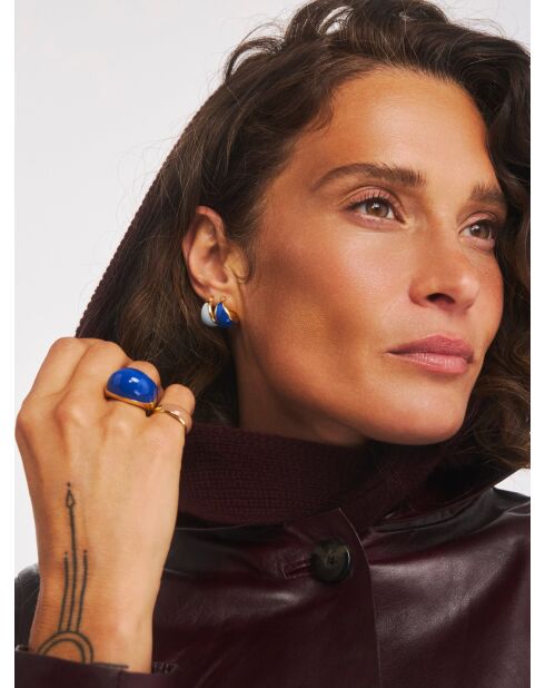 Boucles d'oreilles en argent 925 plaqué or 18 carats Viva Blueberry bleu foncé