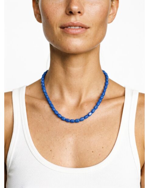 Collier en argent 925 plaqué or 18 carats Cornflower bleu