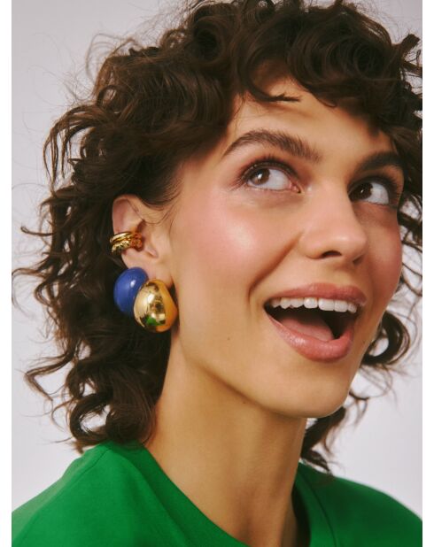 Bague d'oreille en argent 925 plaqué or 18 carats Basic Gold doré