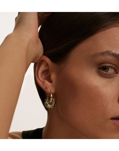 Boucles d'oreilles en argent 925 plaqué or 18 carats Duo Freckles tacheté