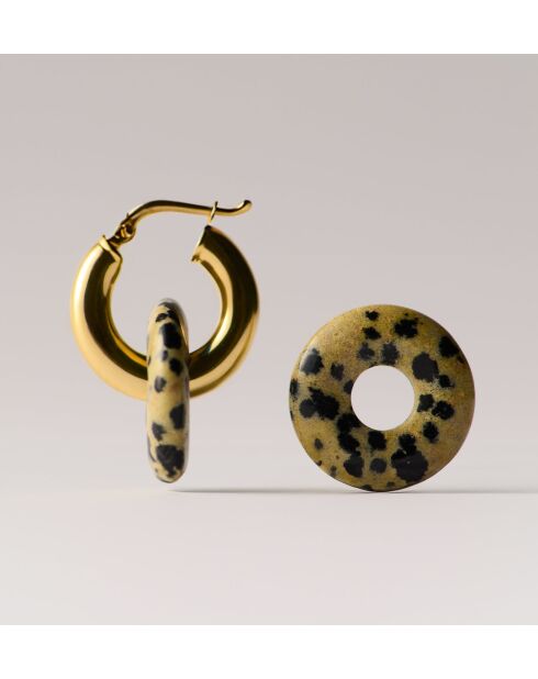 Boucles d'oreilles en argent 925 plaqué or 18 carats Duo Freckles tacheté