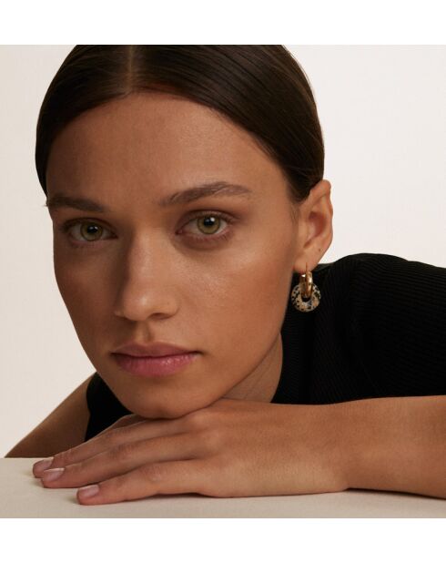 Boucles d'oreilles en argent 925 plaqué or 18 carats Duo Freckles tacheté