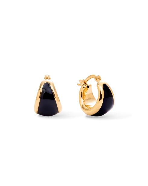 Viva Black schwarze Ohrringe aus 18 Karat vergoldetem 925er Silber