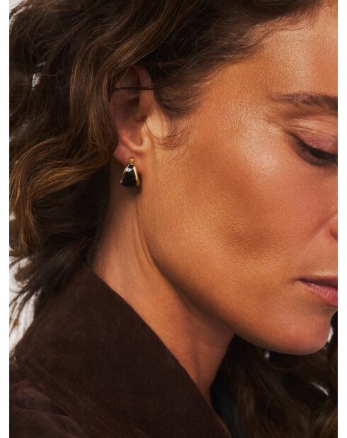 Boucles d'oreilles en argent 925 plaqué or 18 carats Viva Black noir