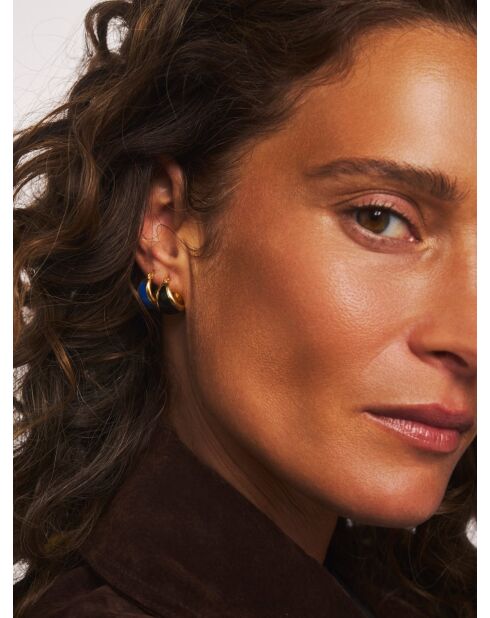 Boucles d'oreilles en argent 925 plaqué or 18 carats Viva Black noir