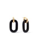 Boucles d'oreilles en argent 925 plaqué or 18 carats Duo Black Maxi noires