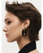 Boucles d'oreilles en argent 925 plaqué or 18 carats Duo Black Maxi noires