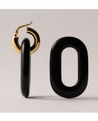 Boucles d'oreilles en argent 925 plaqué or 18 carats Duo Black Maxi noires