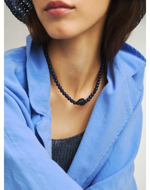 Collier en résine Berry bleu marine