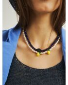 Collier en résine Berry bleu marine