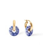 Boucles d'oreilles en argent 925 plaqué or 18 carats Duo Blue bleu