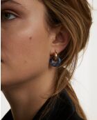 Boucles d'oreilles en argent 925 plaqué or 18 carats Duo Blue bleu