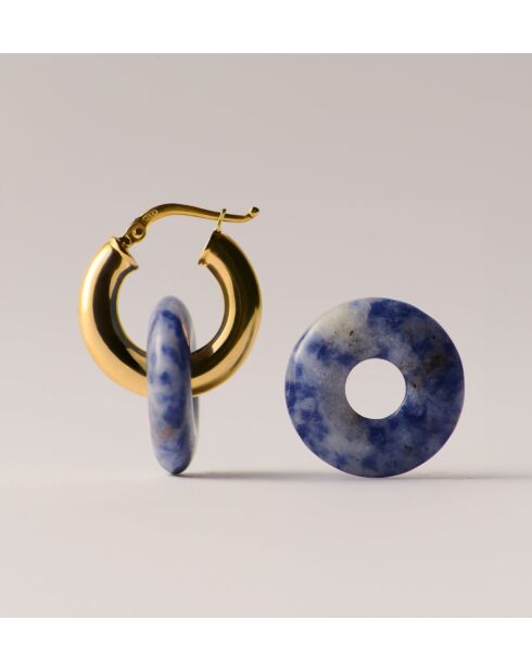 Boucles d'oreilles en argent 925 plaqué or 18 carats Duo Blue bleu
