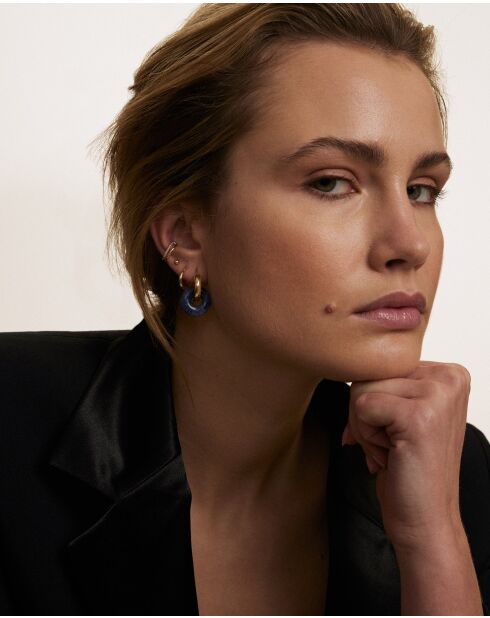 Boucles d'oreilles en argent 925 plaqué or 18 carats Duo Blue bleu