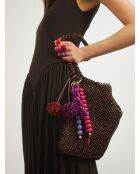 Paars/rode Berry Cherie leren sleutelhanger