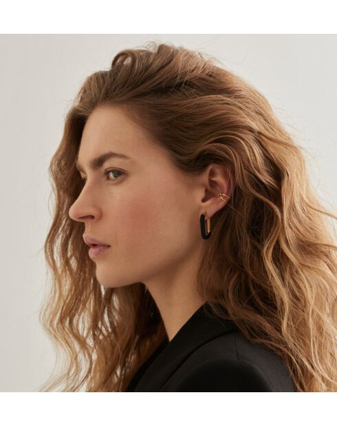 Boucles d'oreilles en argent 925 plaqué or 18 carats Copenhagen Black noir