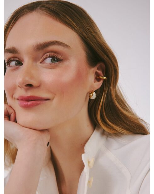 Boucles d'oreilles en argent 925 plaqué or 18 carats Viva Popcorn blanc