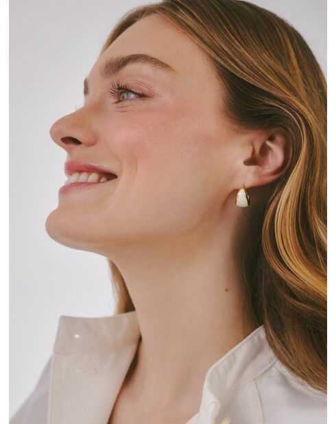Boucles d'oreilles en argent 925 plaqué or 18 carats Viva Popcorn blanc