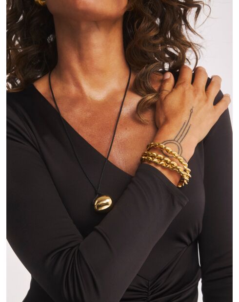 Collier en argent 925 plaqué or 18 carats Pesto Knot noir/doré