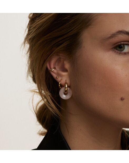 Boucles d'oreilles en argent 925 plaqué or 18 carats Duo Rose