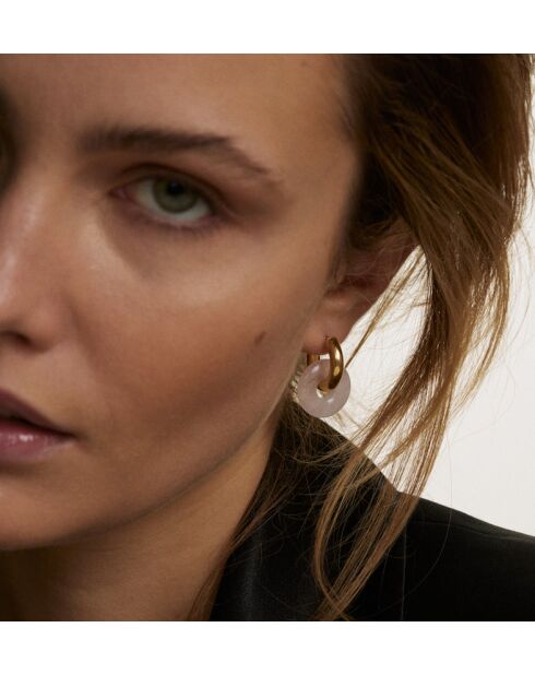 Boucles d'oreilles en argent 925 plaqué or 18 carats Duo Rose