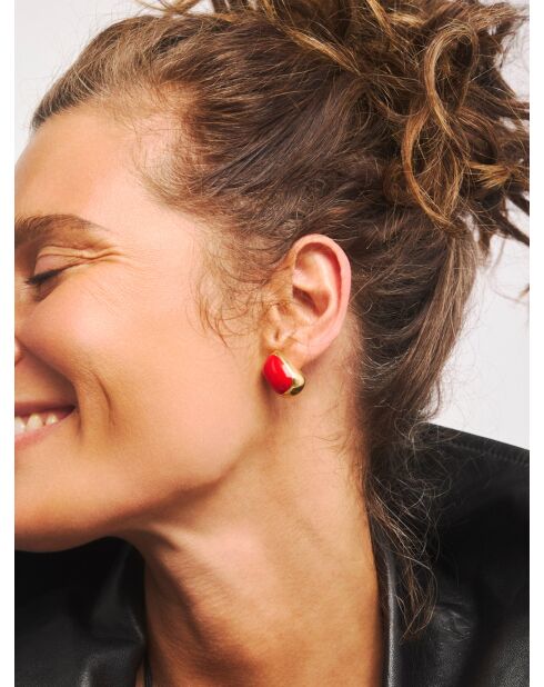 Boucles d'oreilles en argent 925 plaqué or 18 carats Alexis Red rouge