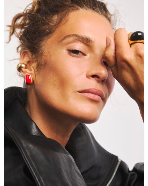 Boucles d'oreilles en argent 925 plaqué or 18 carats Alexis Red rouge