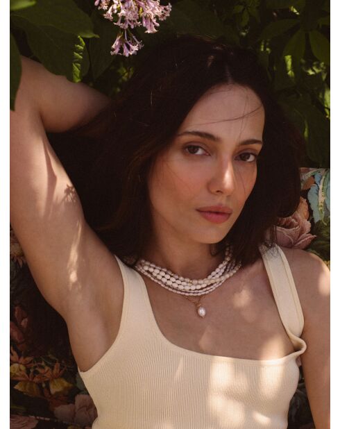 Collier en résine Mulberry blanc cassé