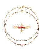 Collane e bracciali multicolori rossi e grafite