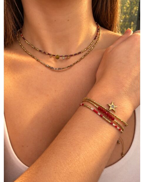 Collane e bracciali multicolori rossi e grafite